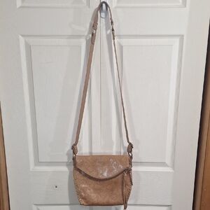 The Sak Embossed Boho Crossbody Bag Purse - Camel Tan
